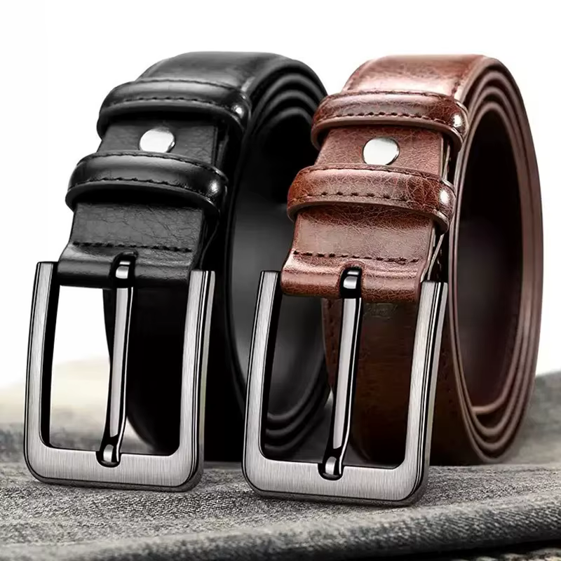 Ceinture pour homme en cuir véritable de haute qualité avec boucle