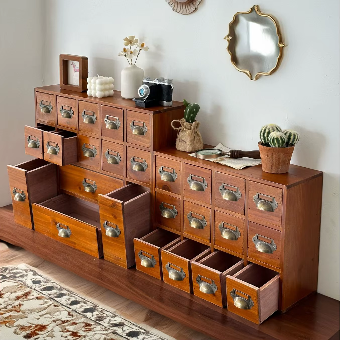 Bureau d'entrée en bois, type tiroir, rangement de clés d'entrée, décoration de salon, petite armoire à pharmacie, armoire anti-poussière