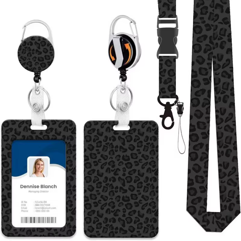 Lanière rétractable avec étui porte-carte