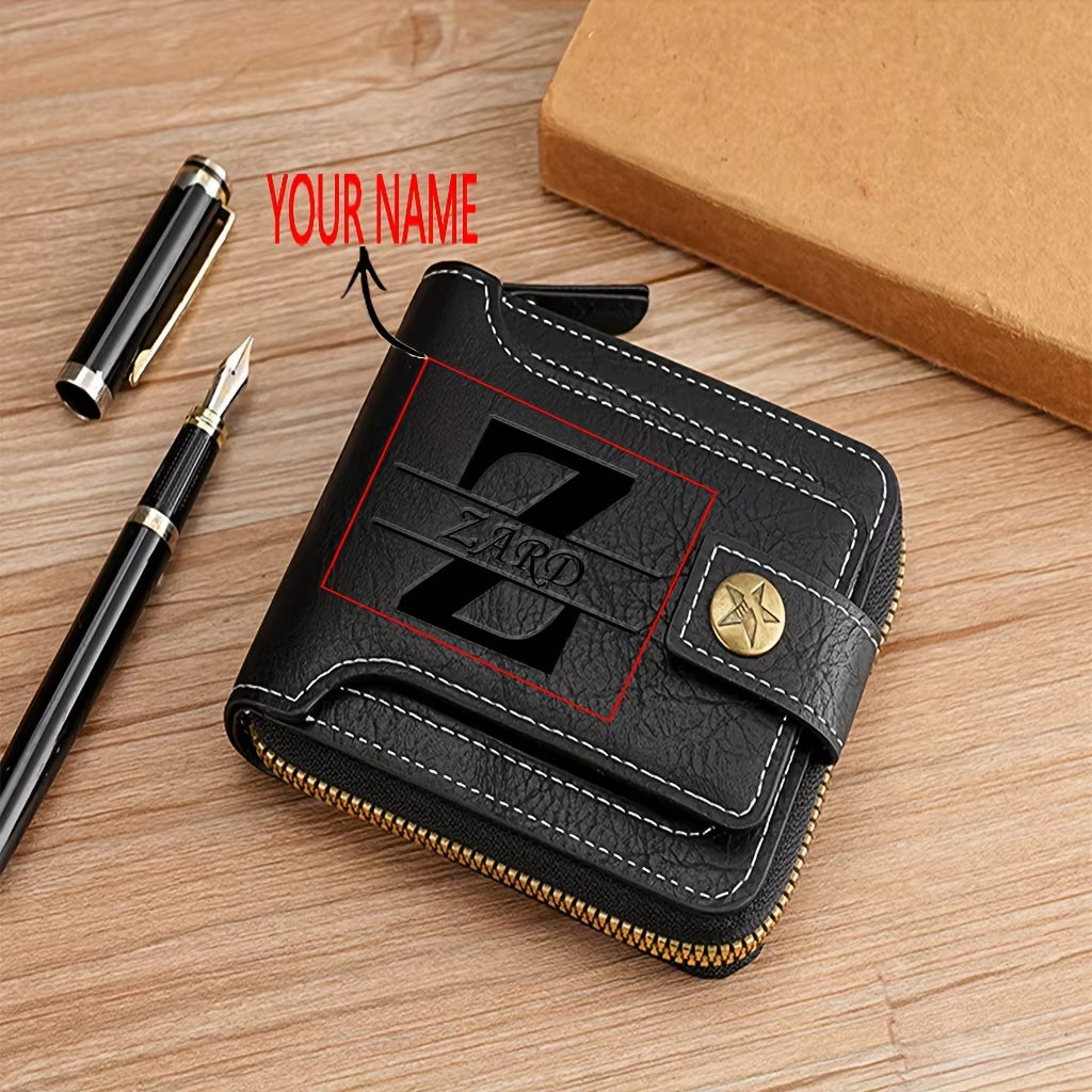 Portefeuille vintage pour hommes en cuir PU avec nom personnalisé avec cadeaux parfaits personnalisés pour les garçons