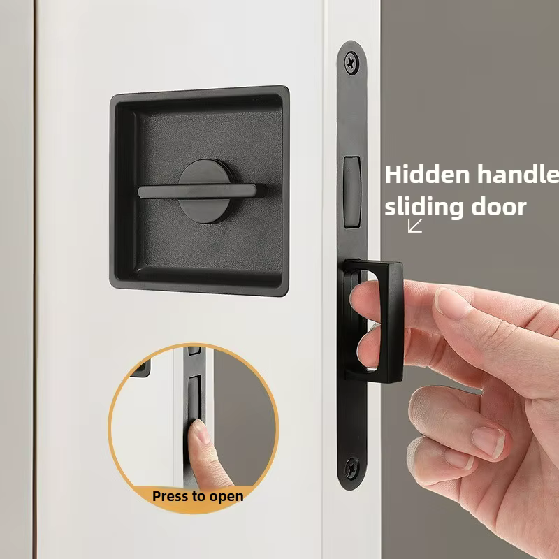 Poche invisible, serrure de porte coulissante de chambre à coucher, serrure de porte mobile, porte en bois de cuisine et de salle de bains, serrure de poignée de porte intégrée