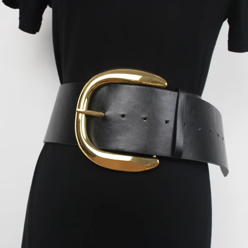 Grande boucle en métal ceinture de taille femmes Vintage marque de luxe concepteur large