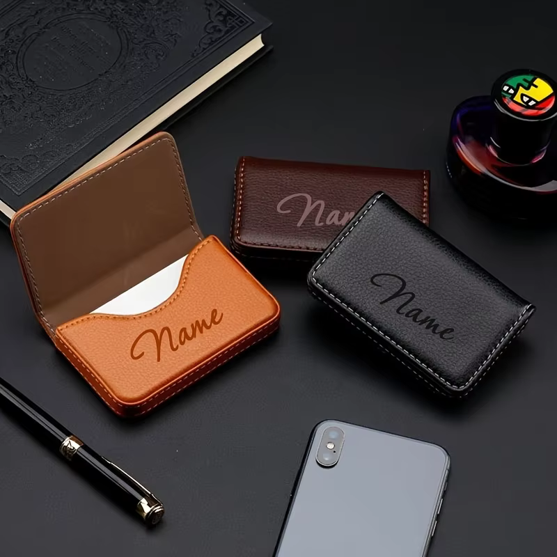 Porte-cartes de visite en cuir PU personnalisé avec fermeture magnétique