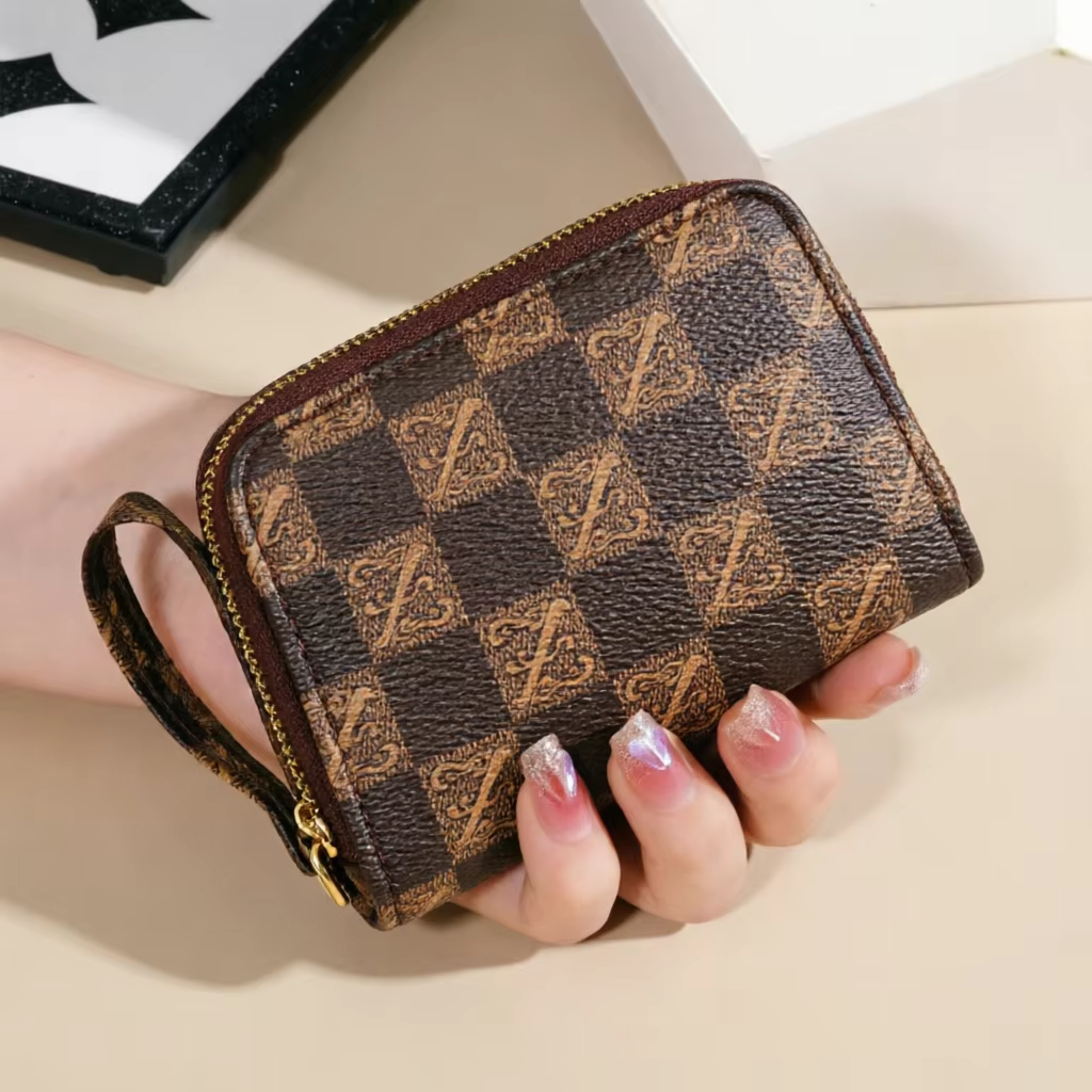 Portefeuille court minimaliste pour femme avec fermeture éclair
