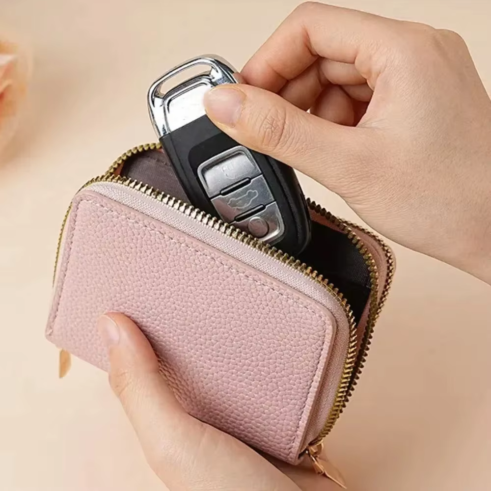 Portefeuille court pour femme à double fermeture éclair
