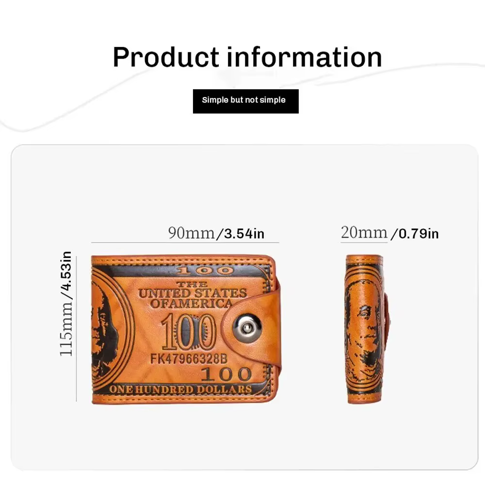 Portefeuilles pour hommes avec 100 dollars américains motif portefeuille homme en cuir