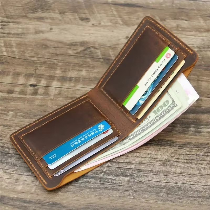 Portefeuille en cuir Crazy Horse pour hommes
