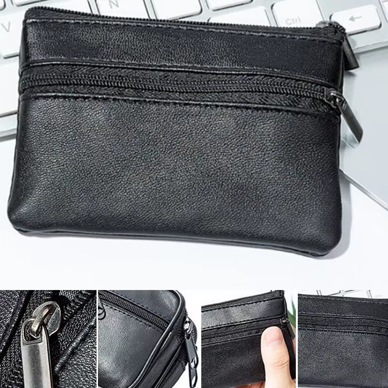Porte-monnaie en cuir Pu noir pour hommes et femmes