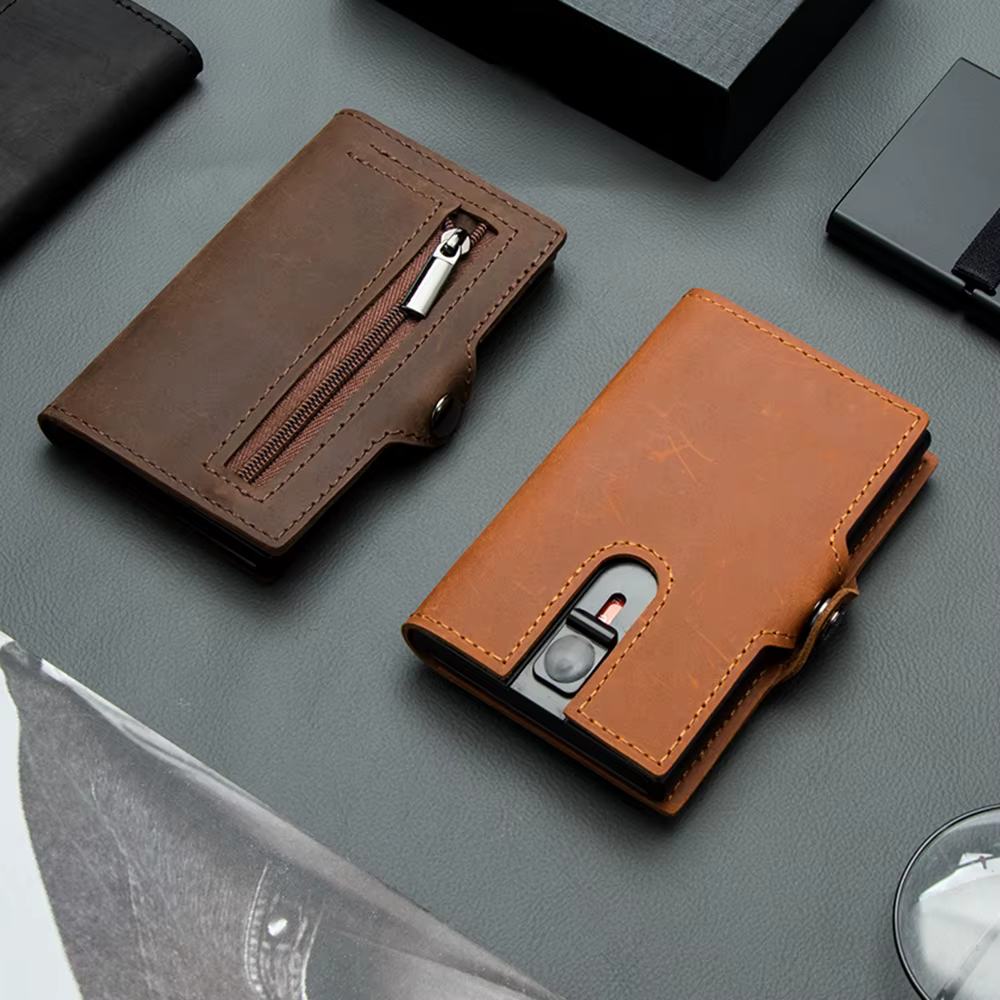 CASEKEY hommes portefeuilles 100% véritable cuir de vache Popup court porte-carte sac à main de haute qualité marque mâle portefeuille Tarjeteros Para Hombre