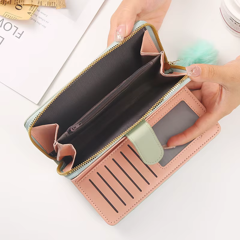 Portefeuille Long en cuir Pu pour femmes