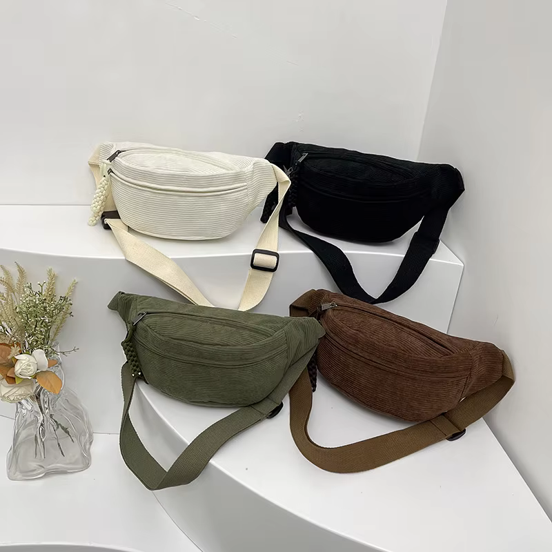 Sacs de ceinture en velours côtelé décontractés pour femmes