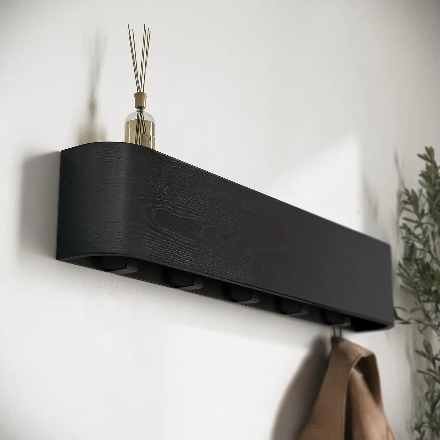 Porte-manteau mural en bois de noyer - Porte-vêtements esthétique minimaliste moderne, support simple pour vêtements pour entrée, hall, salon