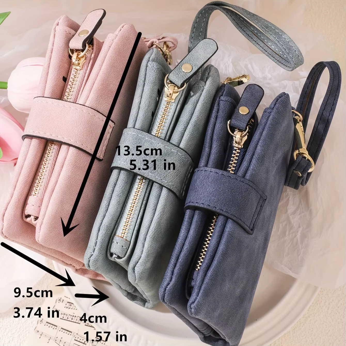 Portefeuille pour femme en cuir PU imperméable et léger avec nom personnalisé