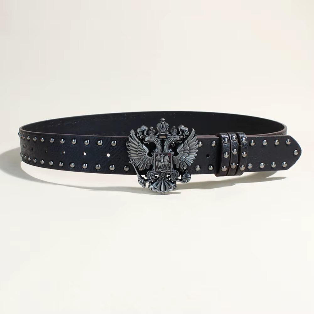 Ceinture en cuir PU de Style Punk noir avec goujons en métal