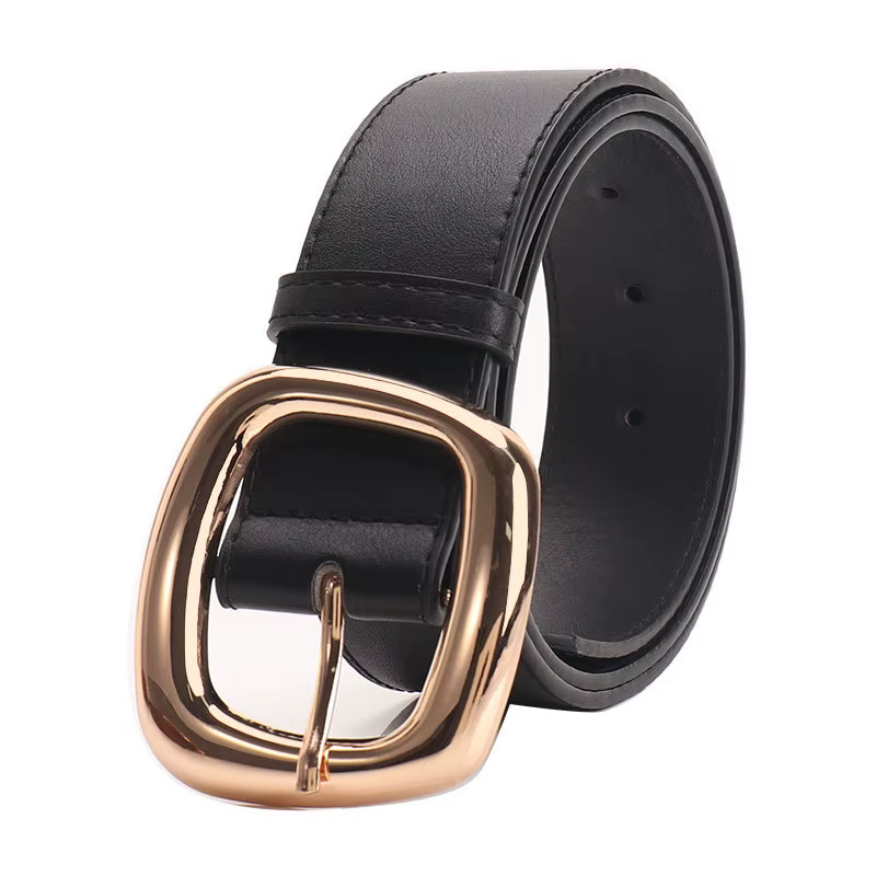 Ceinture large à boucle trapézoïdale polyvalente pour femmes