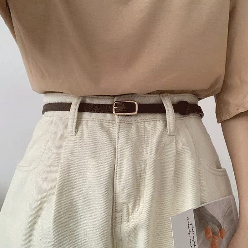 Ceinture rétro française en cuir PU pour femmes