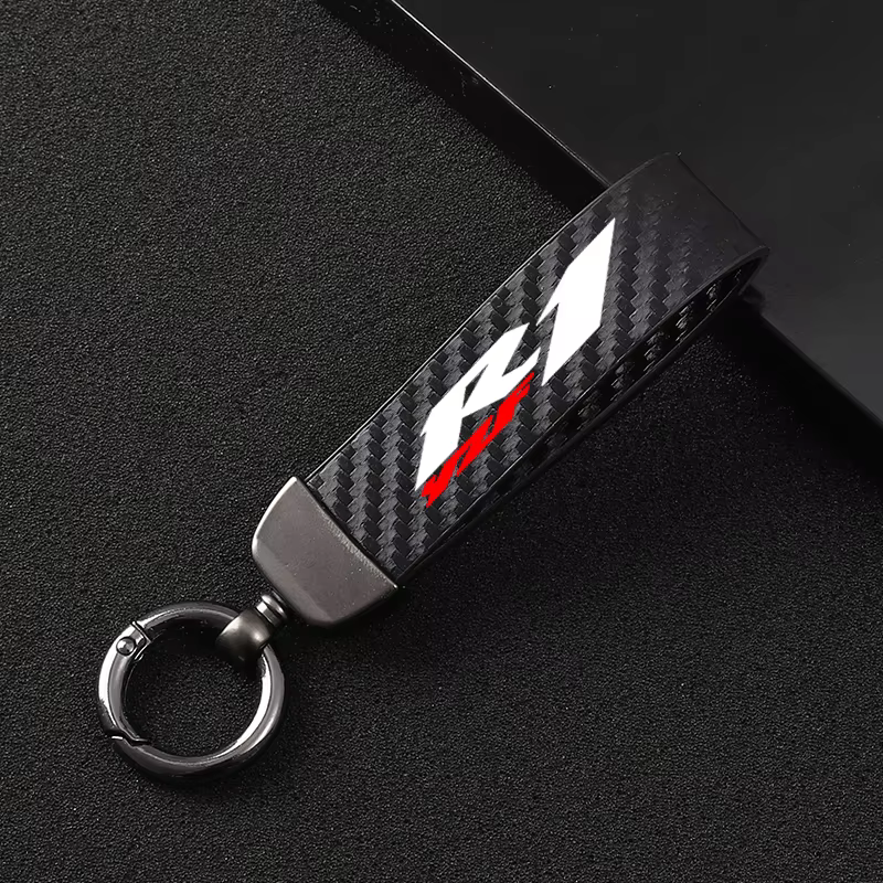 Porte-clés en corde de cuir et fibre de carbone pour moto