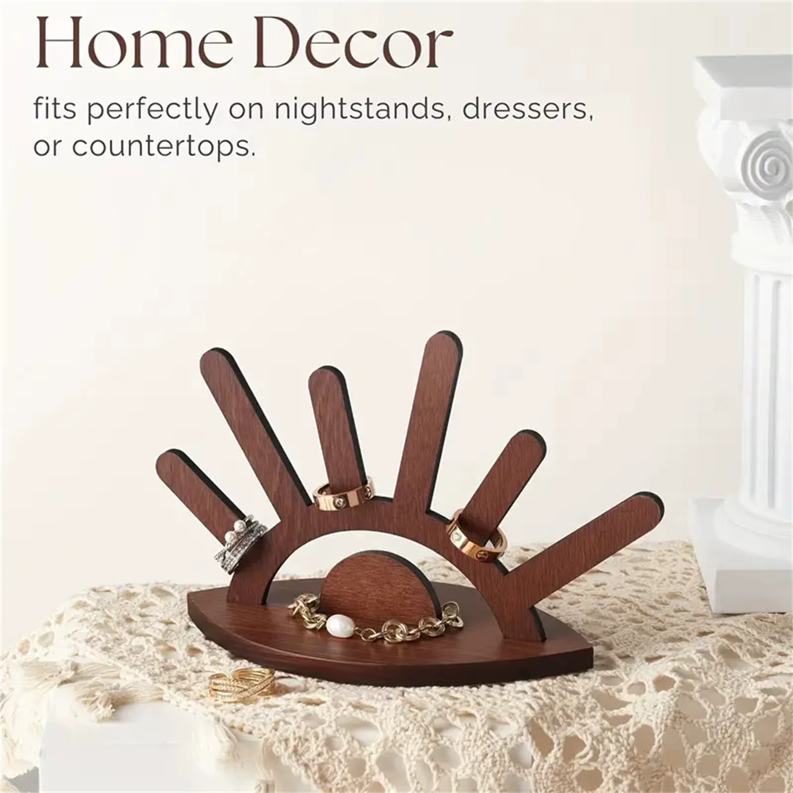 Présentoir de bijoux en bois créatif, porte-anneaux, organisateur artisanal pour colliers, boucles d'oreilles, décoration de maison, cadeau