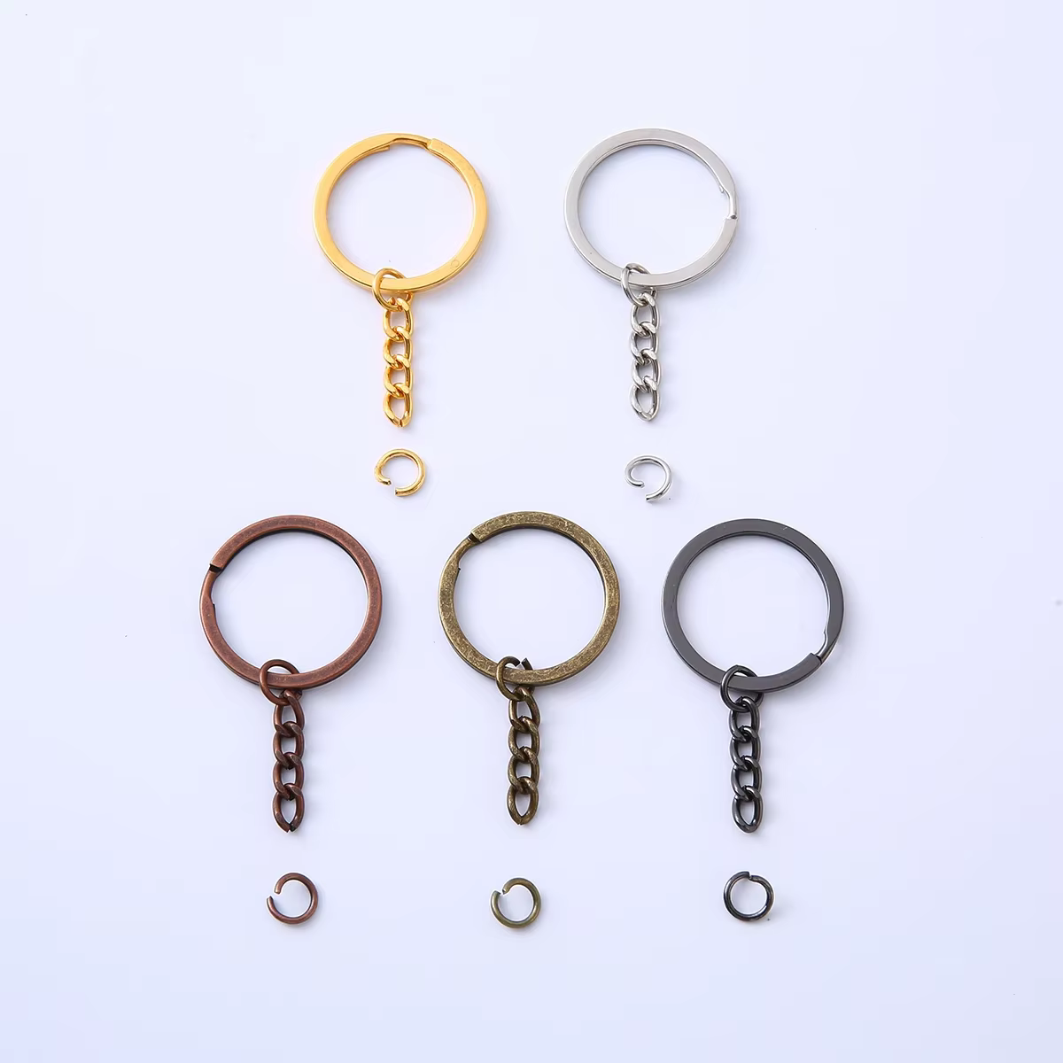 10/20/50/100 pcs/lot porte-clés porte-clés 6 couleurs plaqué 30mm rond fendu porte-clés en gros