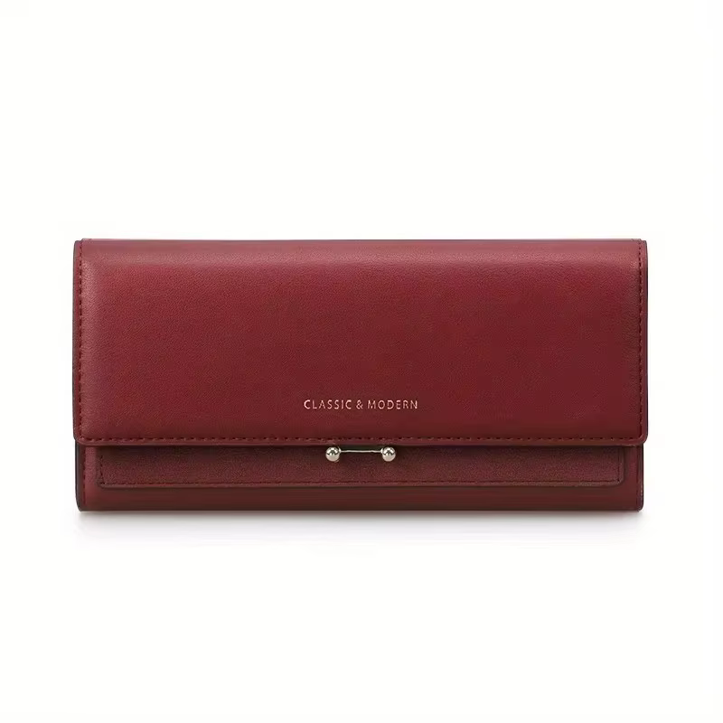 Portefeuille long en cuir PU pour femme
