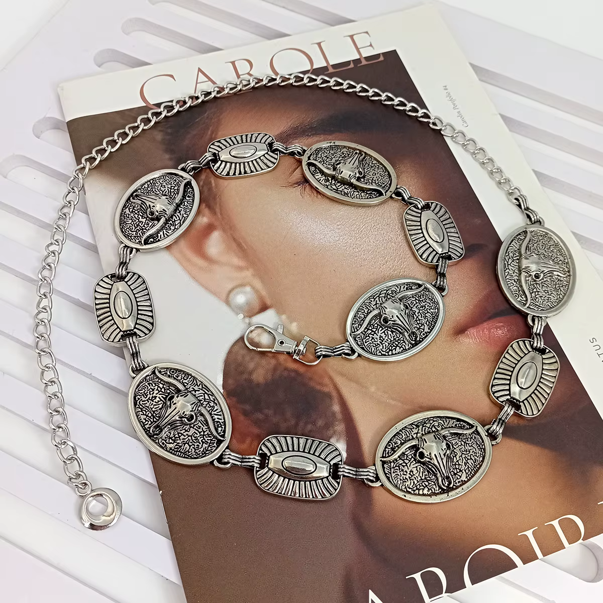 Ceinture chaîne en argent Vintage pour femmes