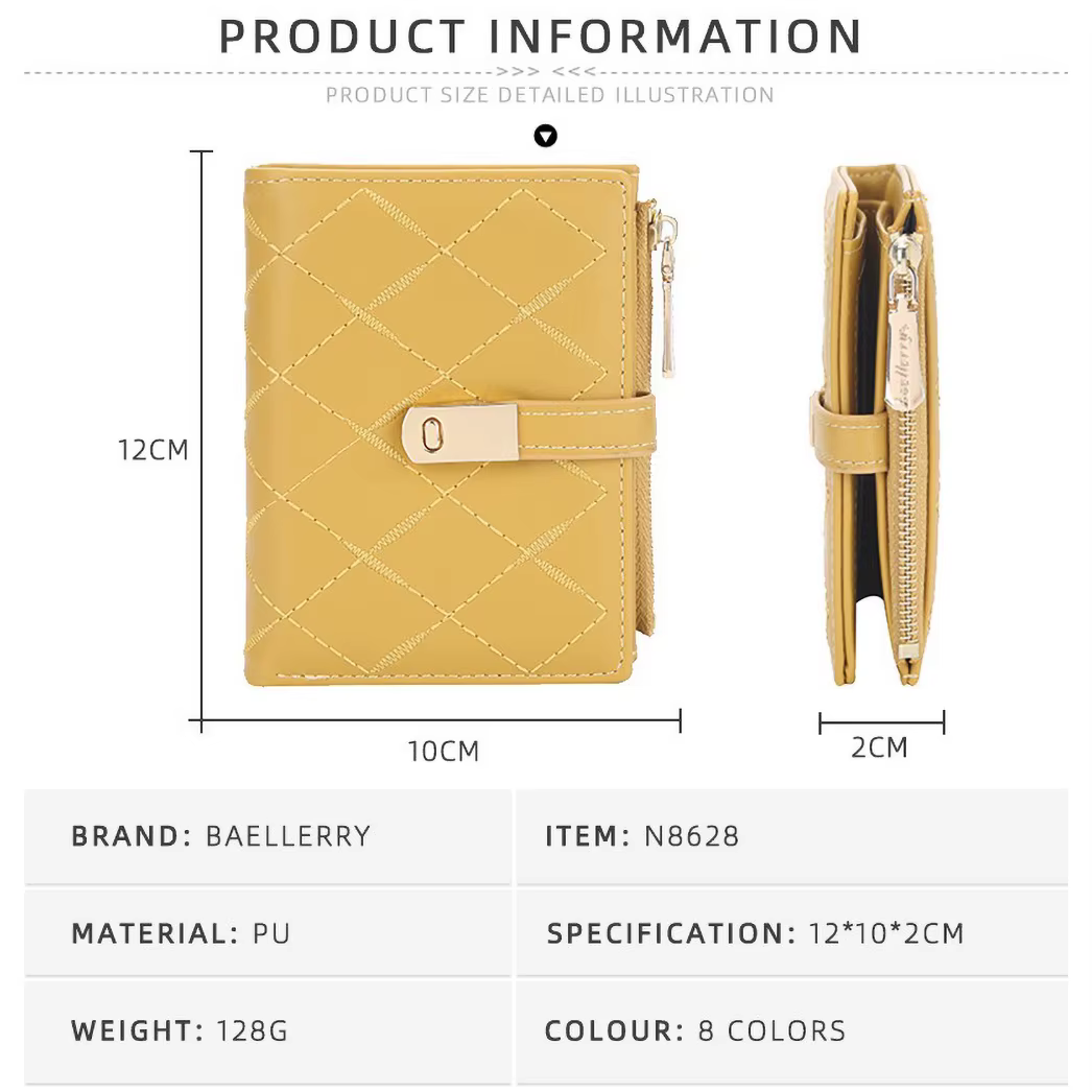 Nouveau portefeuille pour femme – Sac à cartes court en cuir PU avec 4 emplacements et poche pour pièces de monnaie (cadeau léger)