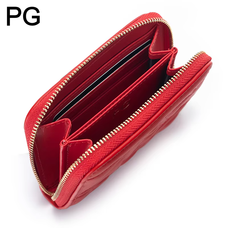 Portefeuille court matelassé à fermeture éclair PG pour femme