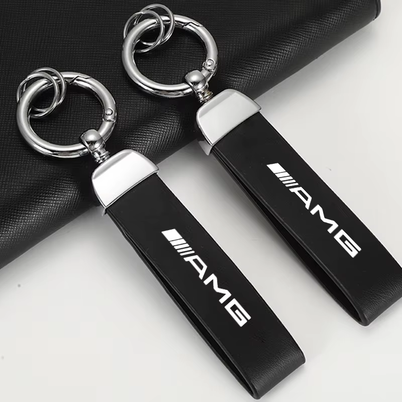 Porte-clés de voiture en cuir et métal