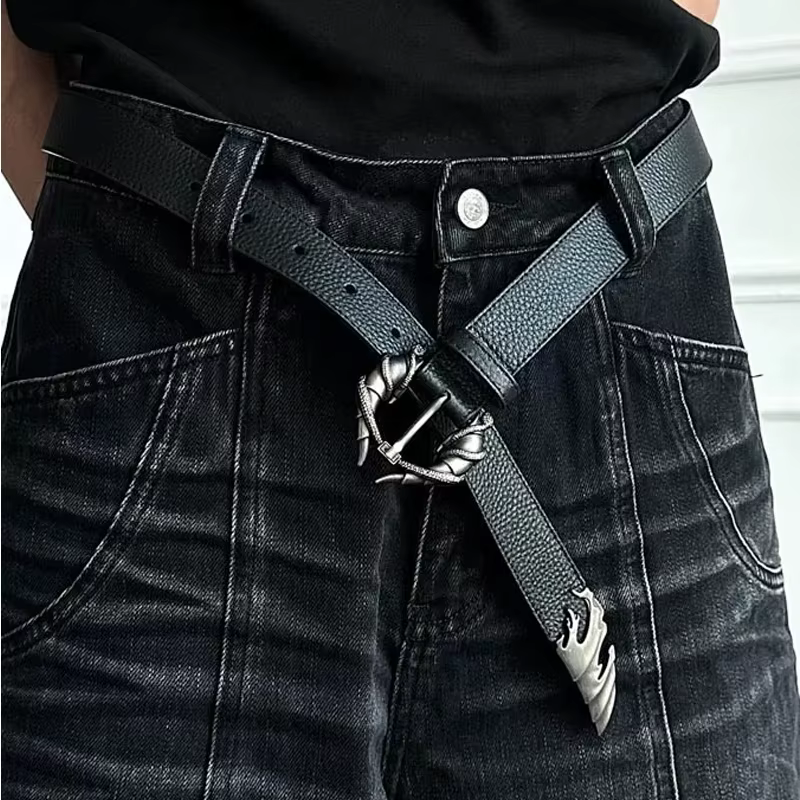Ceinture en cuir noir pour hommes et femmes
