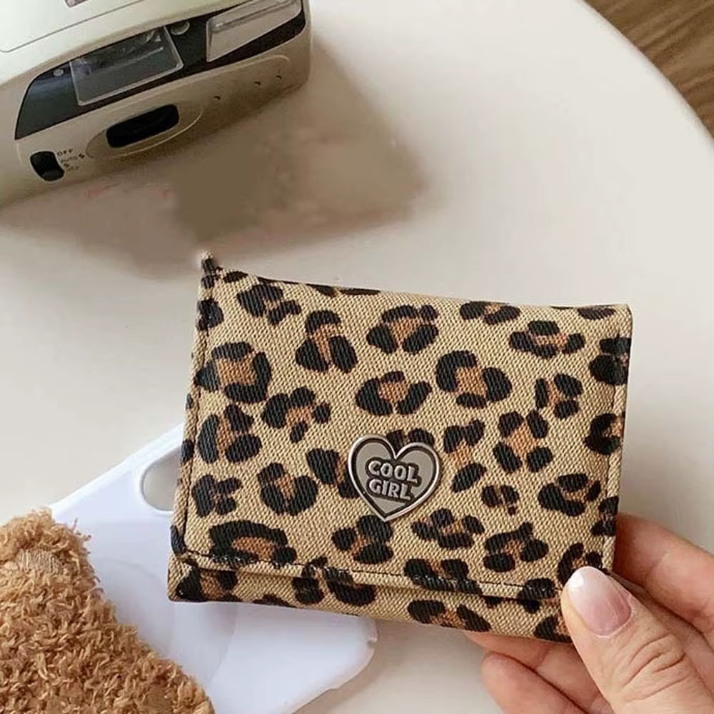 Nouveau Portefeuille Portable Imprimé Léopard pour Femme