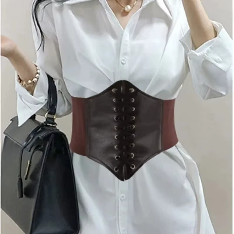 Ceinture Corset Femme Gothique en Cuir PU