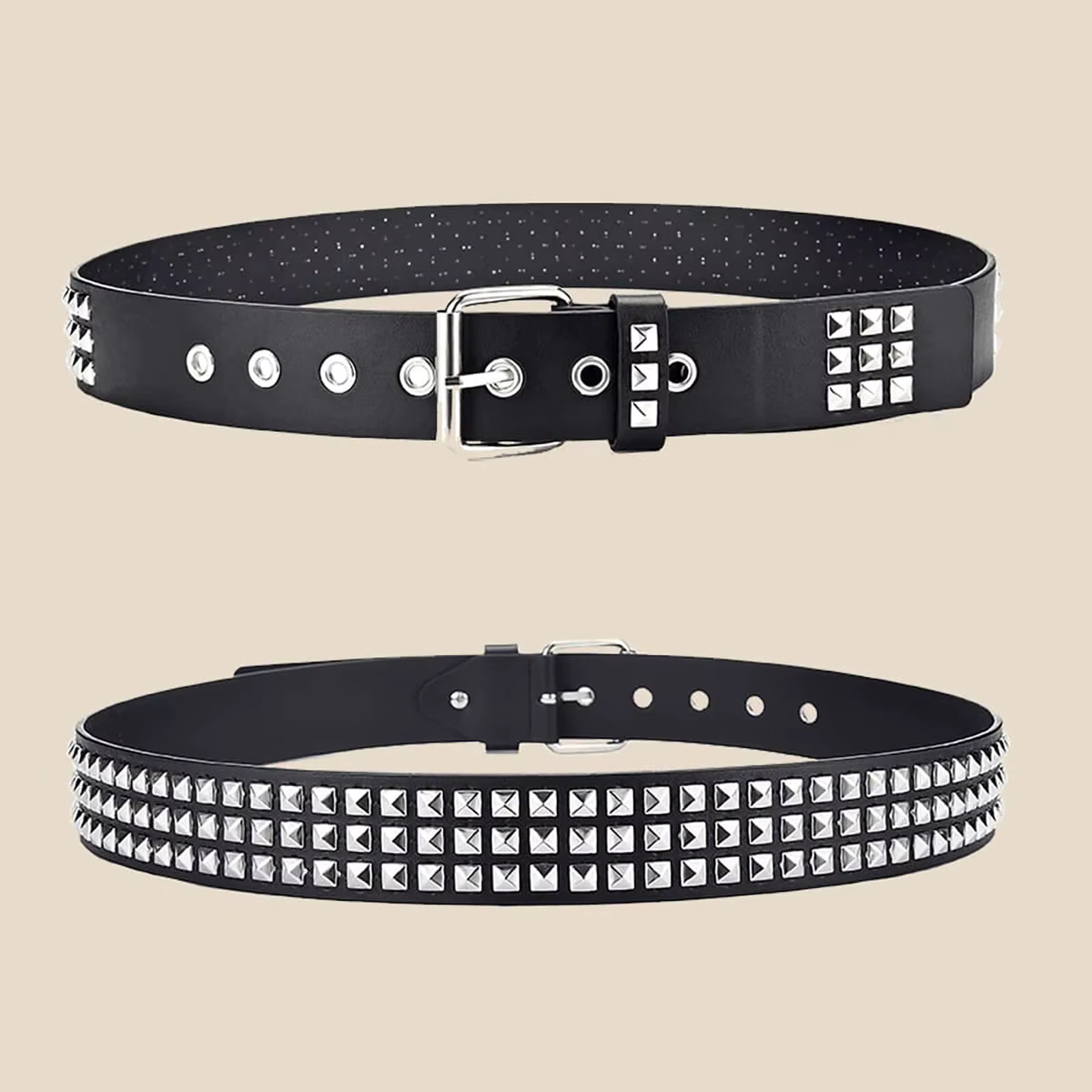 Mode nouvelle perle carrée Rivet ceinture métal pyramide