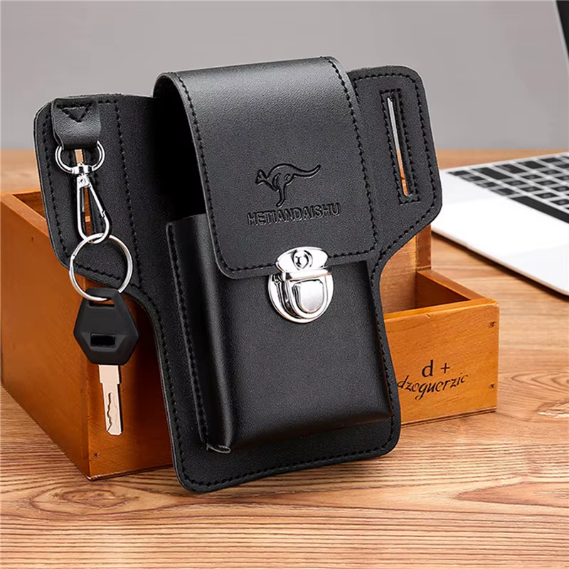 Sac de ceinture de téléphone en cuir Pu multifonctionnel