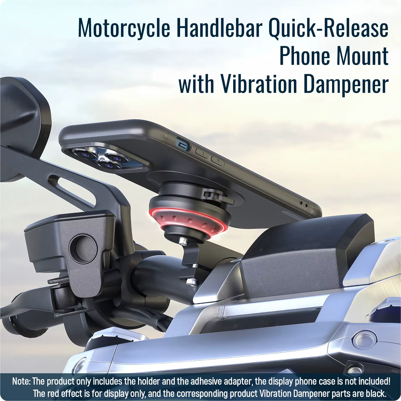 Support de téléphone pour moto avec amortisseur de vibrations, pour guidon de course/VTT, moteur de vélo, support en aluminium à montage rapide