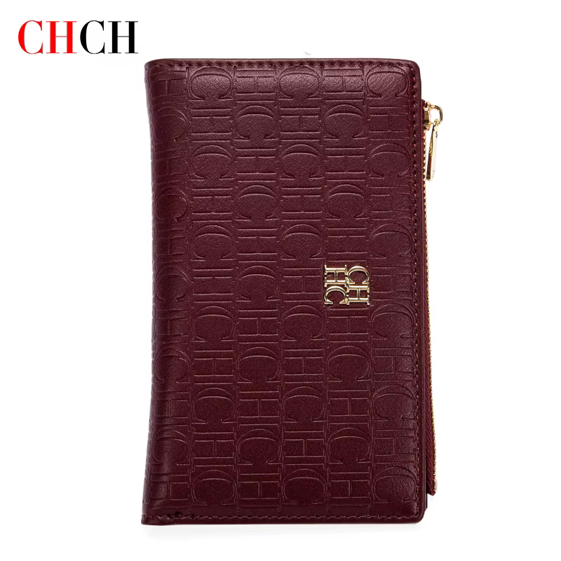 CHCH Portefeuille pour femme Slim à deux volets avec fermeture éclair et poche pour pièces de monnaie
