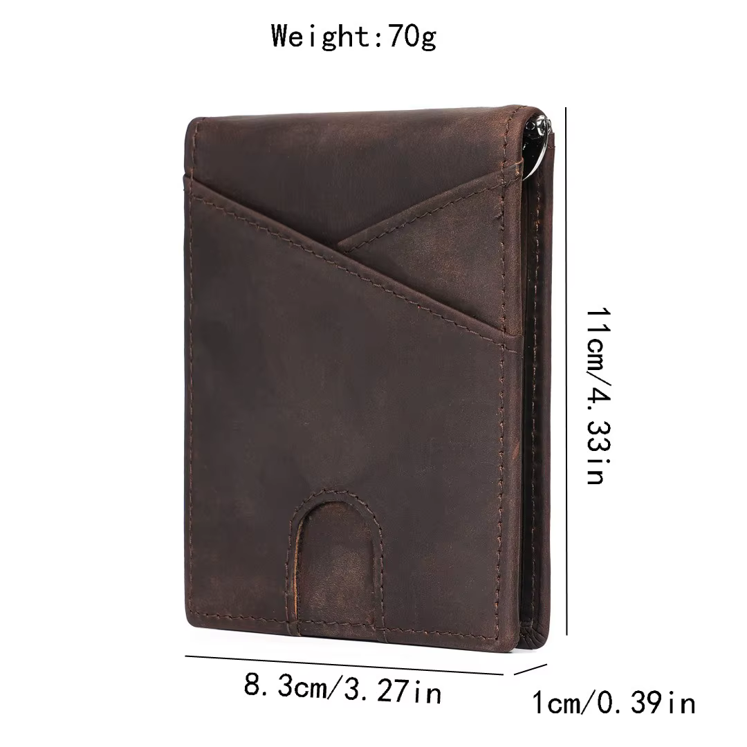 Portefeuille pliable classique en cuir pour hommes – Blocage RFID antivol plusieurs emplacements pour cartes portables