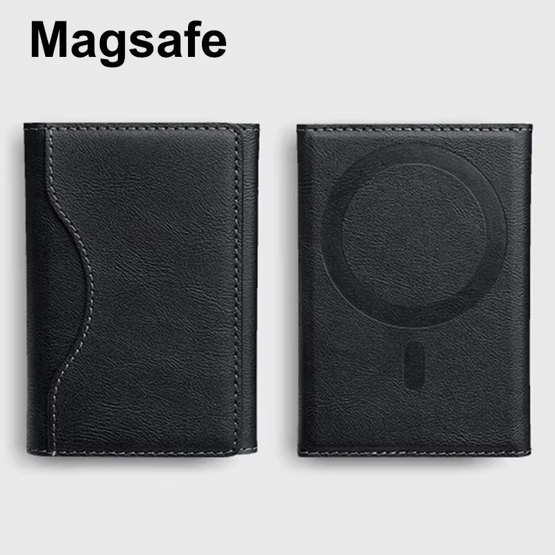 Porte-cartes en cuir PU Magsafe pour hommes et femmes - Portefeuille magnétique élégant pour téléphone 16/15/14/13/12 Pro Max Mini 