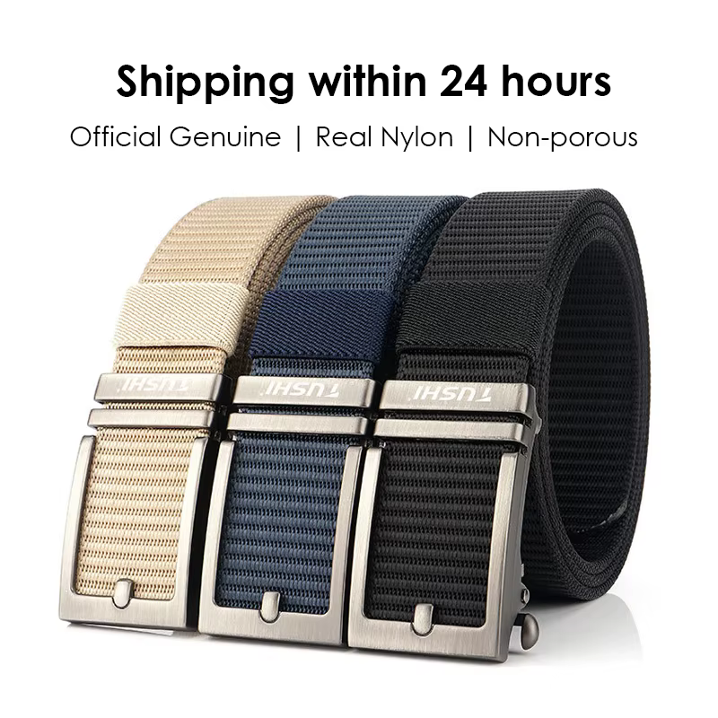 KOLBER Ceinture Décontractée Épaisse Pour Hommes Métal Boucle Automatique Souple Véritable Nylon