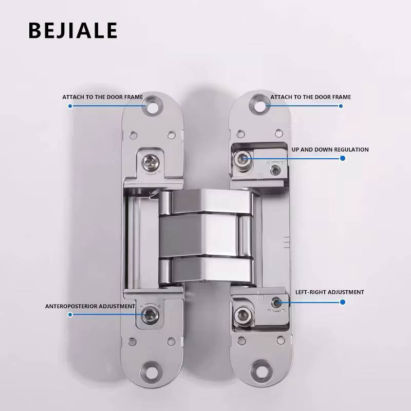 Charnière de porte secrète Invisible, charnière de porte discrète 3D réglable pour porte en bois, ouverture extérieure