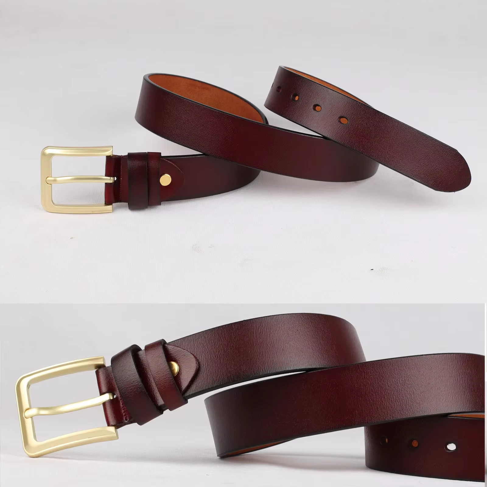 Ceinture en cuir de vachette véritable pour femmes et hommes