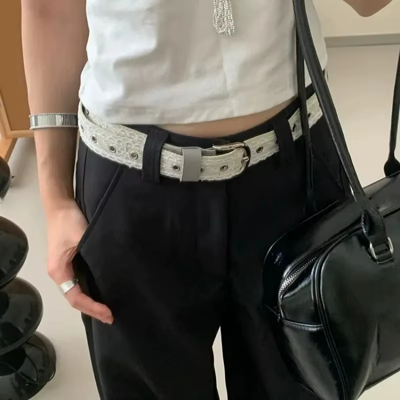 Ceinture en toile vintage avec dentelle pour femme