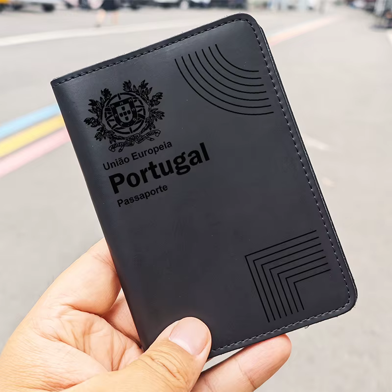 Porte-passeport en cuir véritable fait à la main de la république portugais