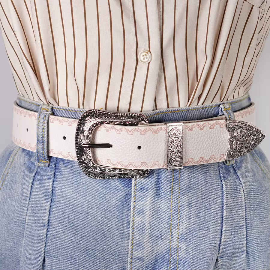 Ceinture pour femme à bordure blanche