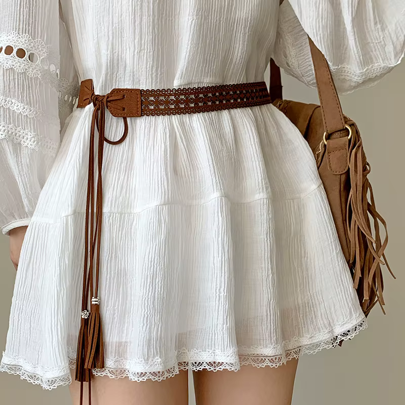 Ceinture large tressée pour femmes