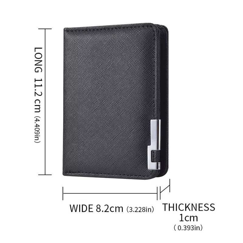 Petit portefeuille fin de style professionnel - Plusieurs emplacements pour cartes, porte-cartes de crédit et permis de conduire, géométrique en similicuir noir