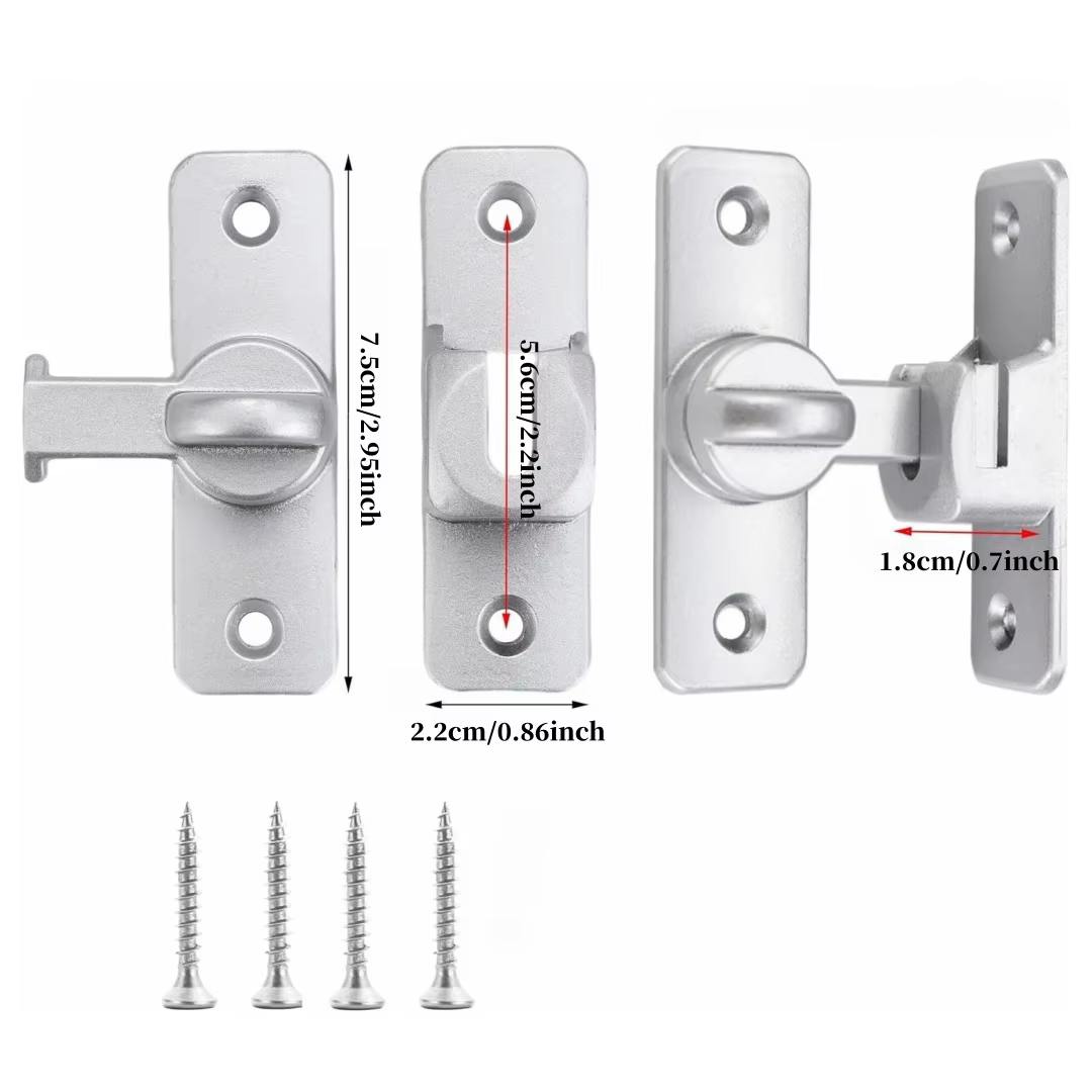Serrure de porte coulissante, serrure de porte rabattable à 90/180 degrés, serrure de porte coulissante de sécurité, serrure rabattable pour granges, jardins, armoires
