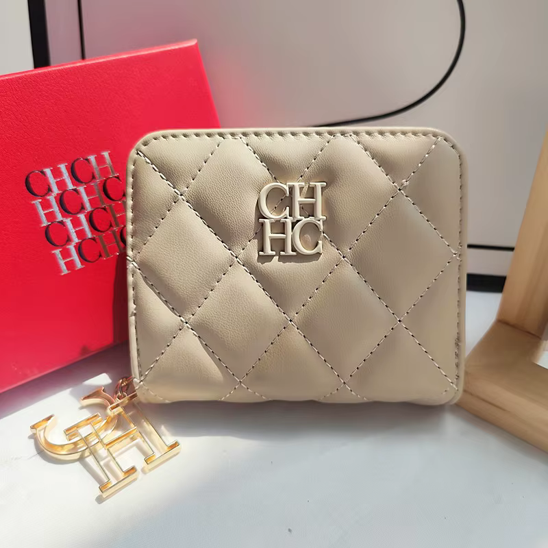CHCH – portefeuille court de couleur unie pour femmes
