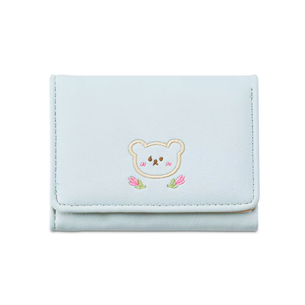Portefeuille brodé avec motif d'ours
