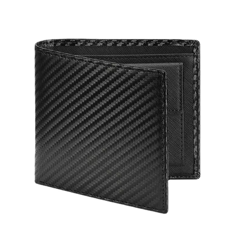 Portefeuille imprimé en fibre de carbone pour hommes, deux portefeuilles pliants en cuir, changement multi-cartes, clip court