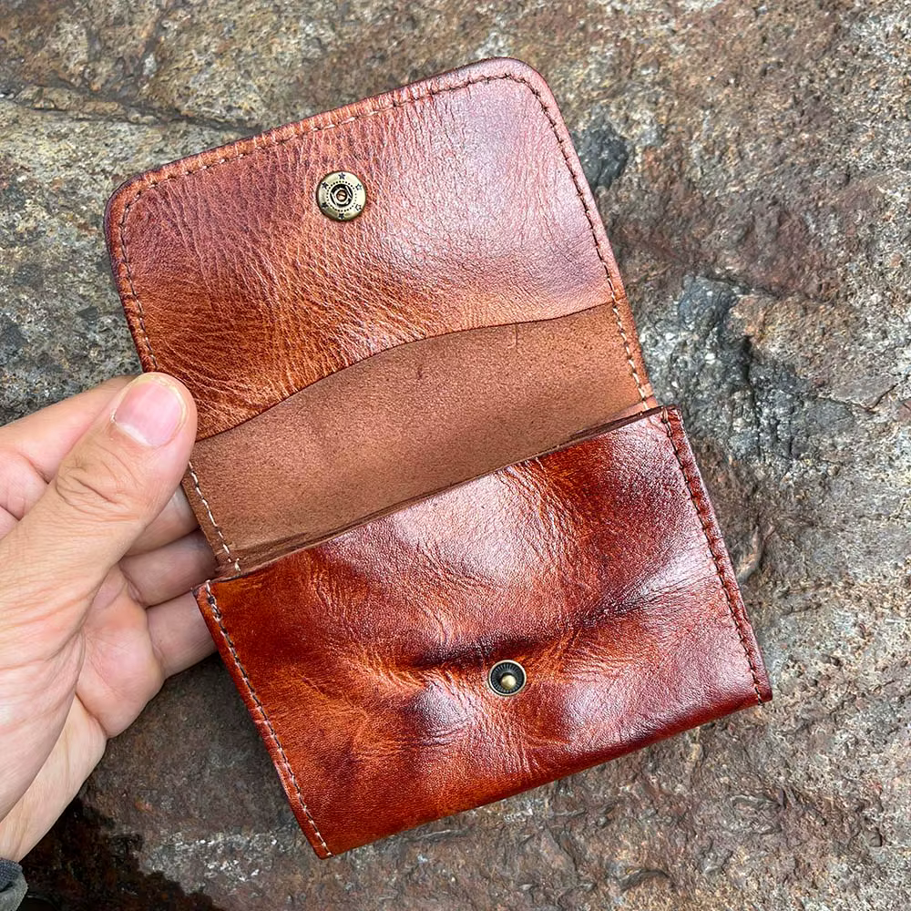 Brepostal-Portefeuille en cuir véritable rétro pour hommes et femmes